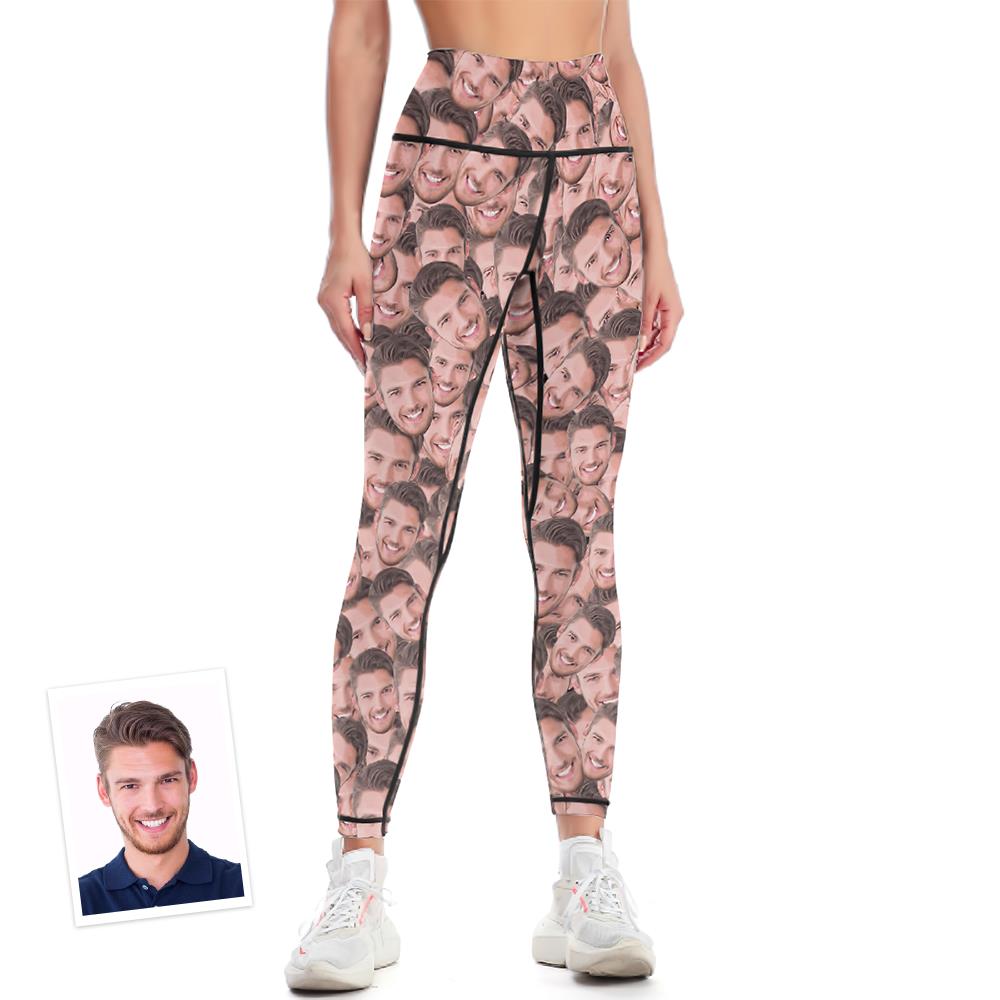 Custom Woman's Face Mash Leggings Yoga Pants