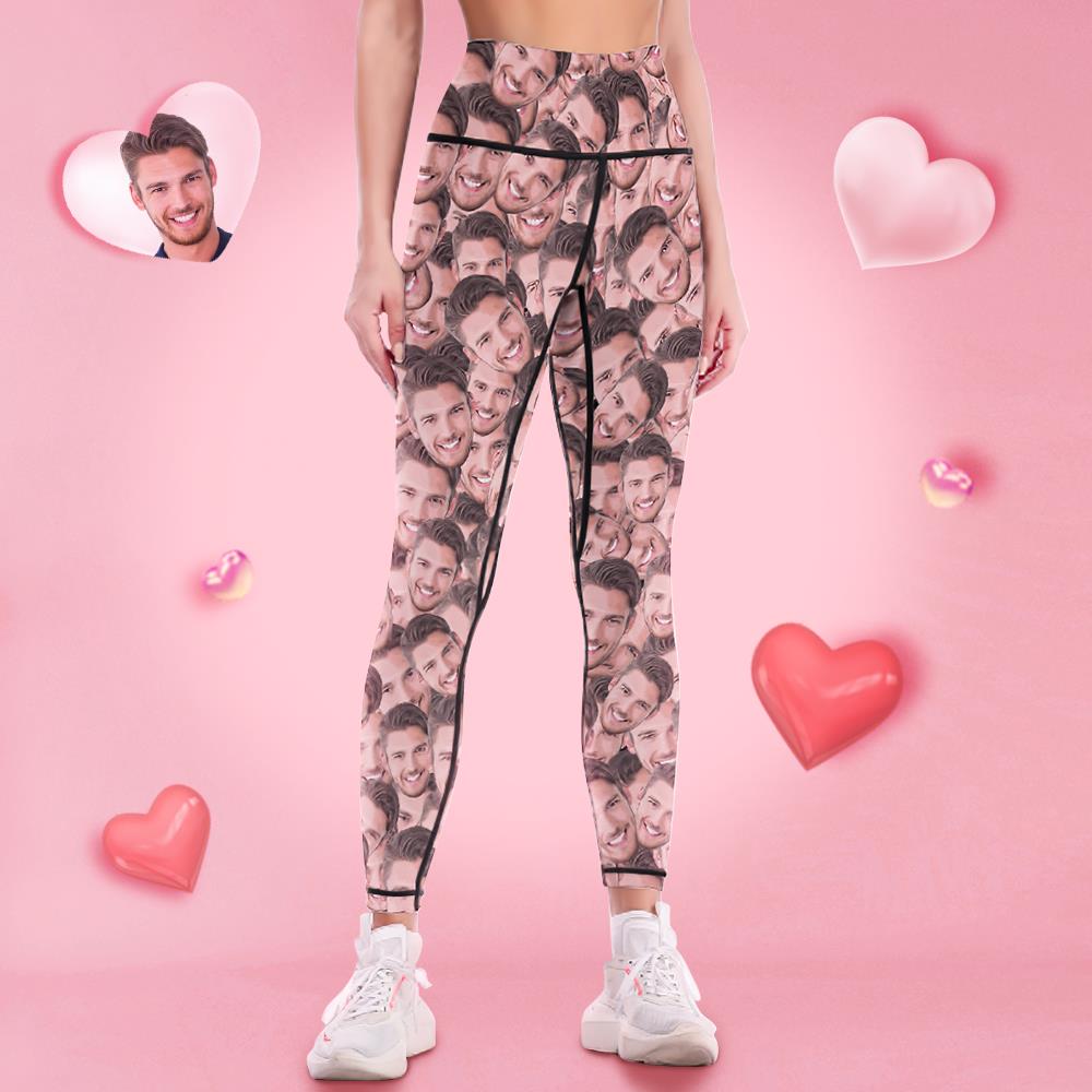 Custom Woman's Face Mash Leggings Yoga Pants