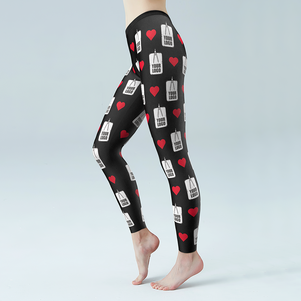 Custom Logo Leggings Low Gym Pants Company Gifts For Her - Heart