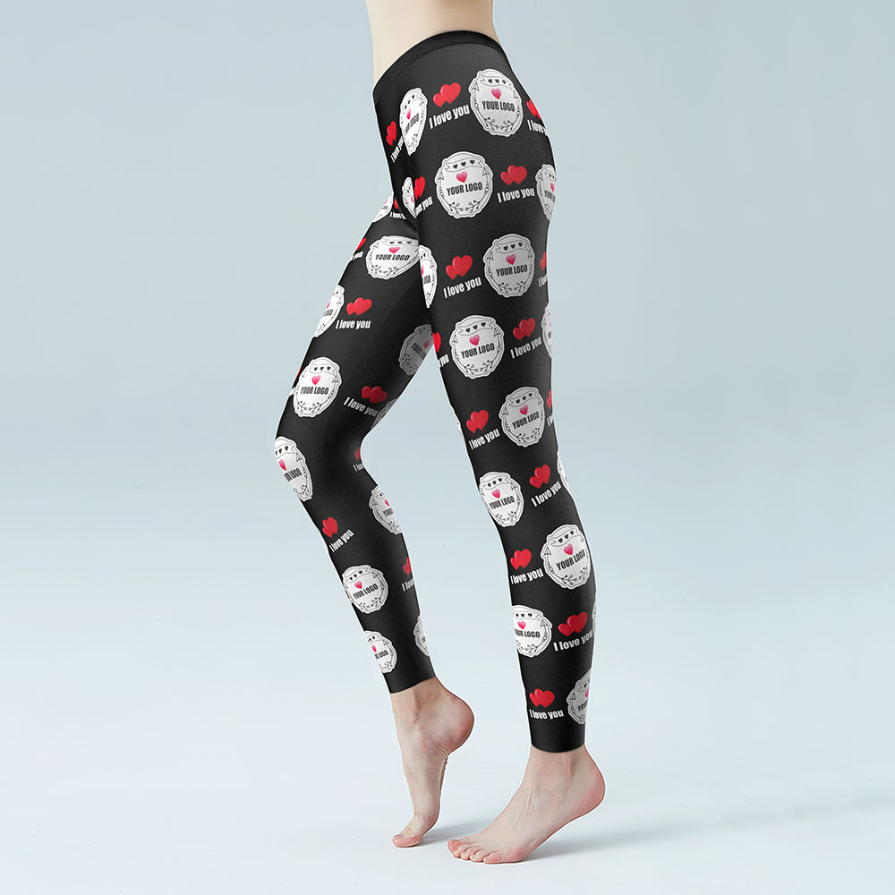 Custom Logo Leggings Low Gym Pants Company Gifts - Heart