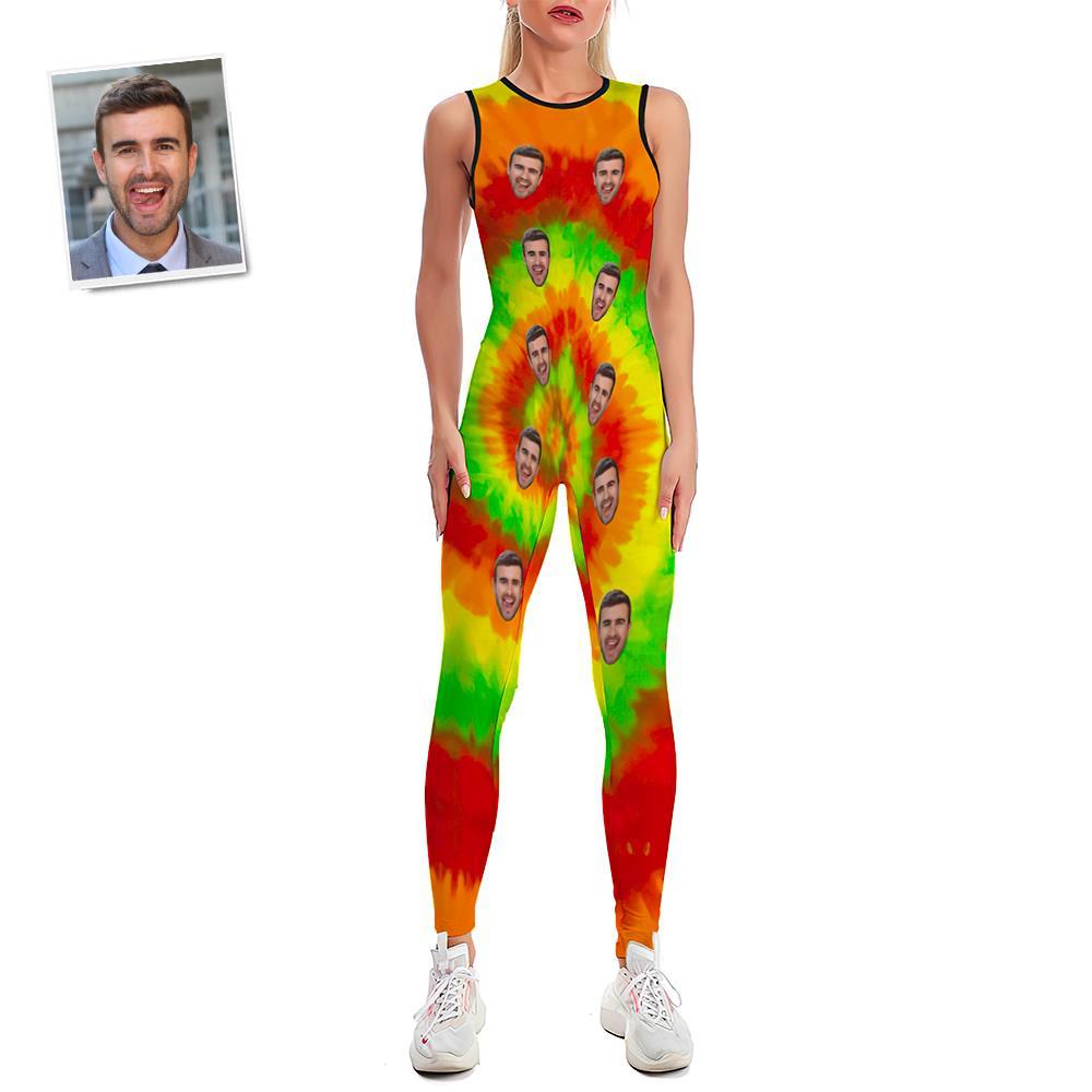 Custom Face Women's Yoga Jumpsuit Stretch Yoga Gym Fitness Dancing Costume - Tie-dye Vortex