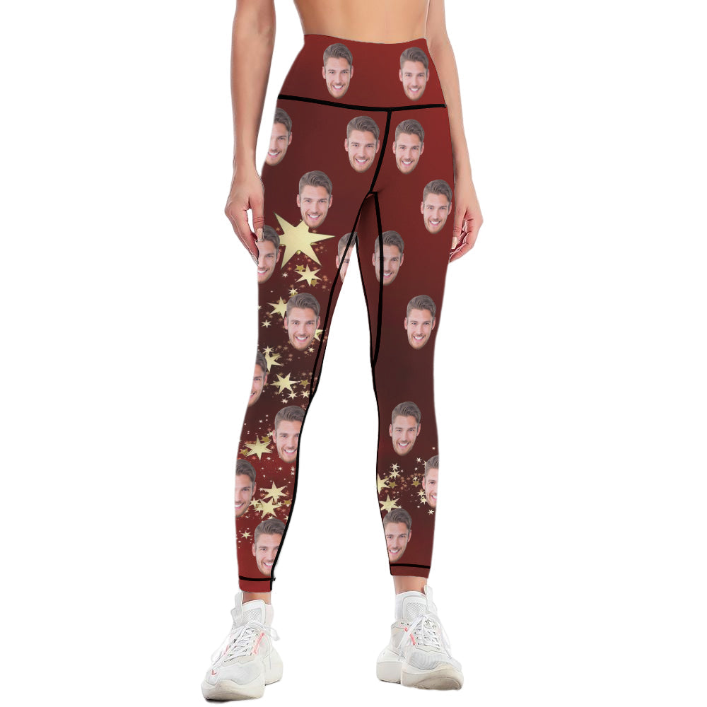 Custom Leggings Yoga Pants Personalized Photo Legging for Woman Christmas Gifts Pentagram