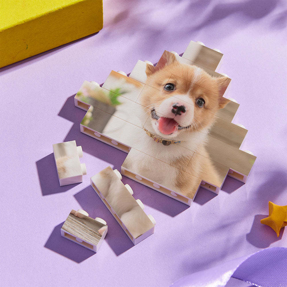 Custom Building Block Puzzle Personalized Photo Brick Lozenge Shape for Pet Lover - SantaSocks