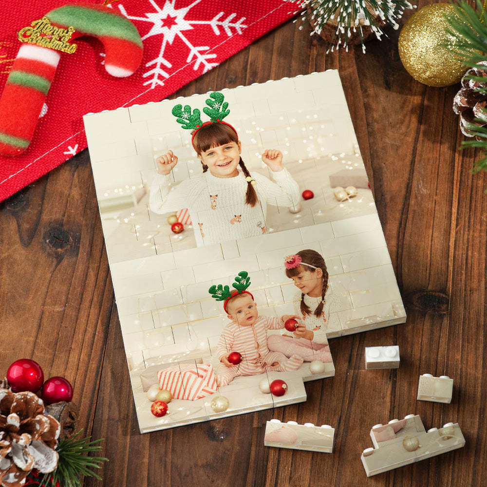 Custom Photo Double-Side Building Block Puzzle Set Personalized Christmas Gift Unique Family Keepsake Fun DIY Memory Blocks - SantaSocks