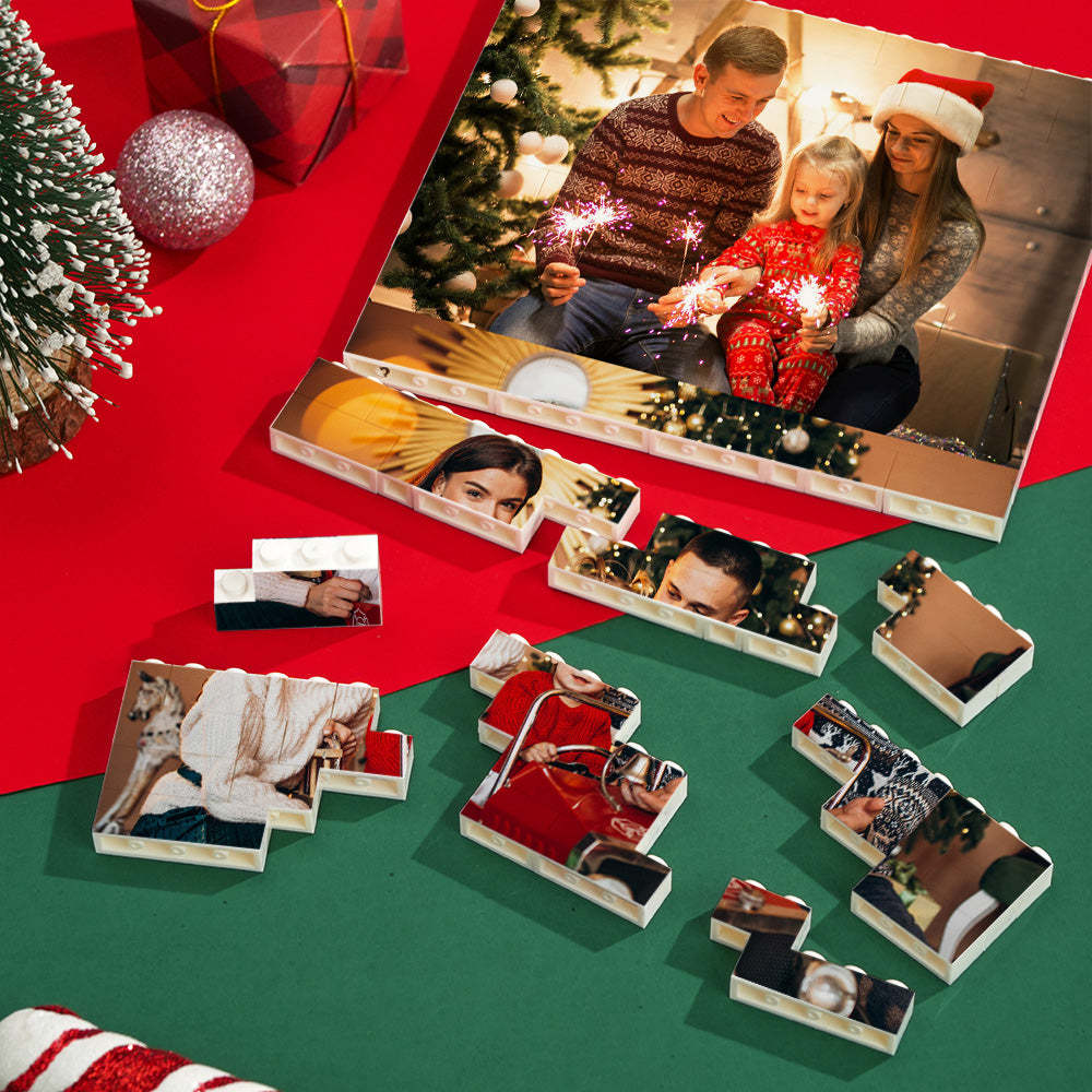 Custom Photo Double-Side Building Block Puzzle Set Personalized Christmas Gift Unique Family Keepsake Fun DIY Memory Blocks - SantaSocks