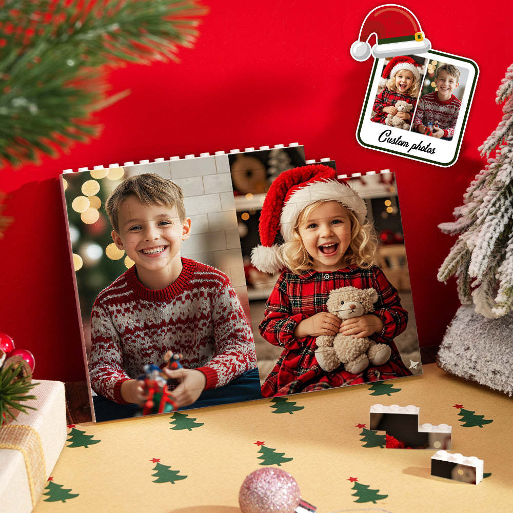Custom Photo Double-Side Building Block Puzzle Set Personalized Christmas Gift Unique Family Keepsake Fun DIY Memory Blocks - SantaSocks