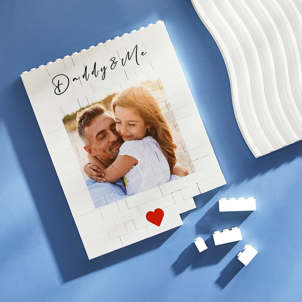Custom Building Block Puzzle Vertical Daddy & Me Building Photo Brick for Dad Happy Father's Day Present