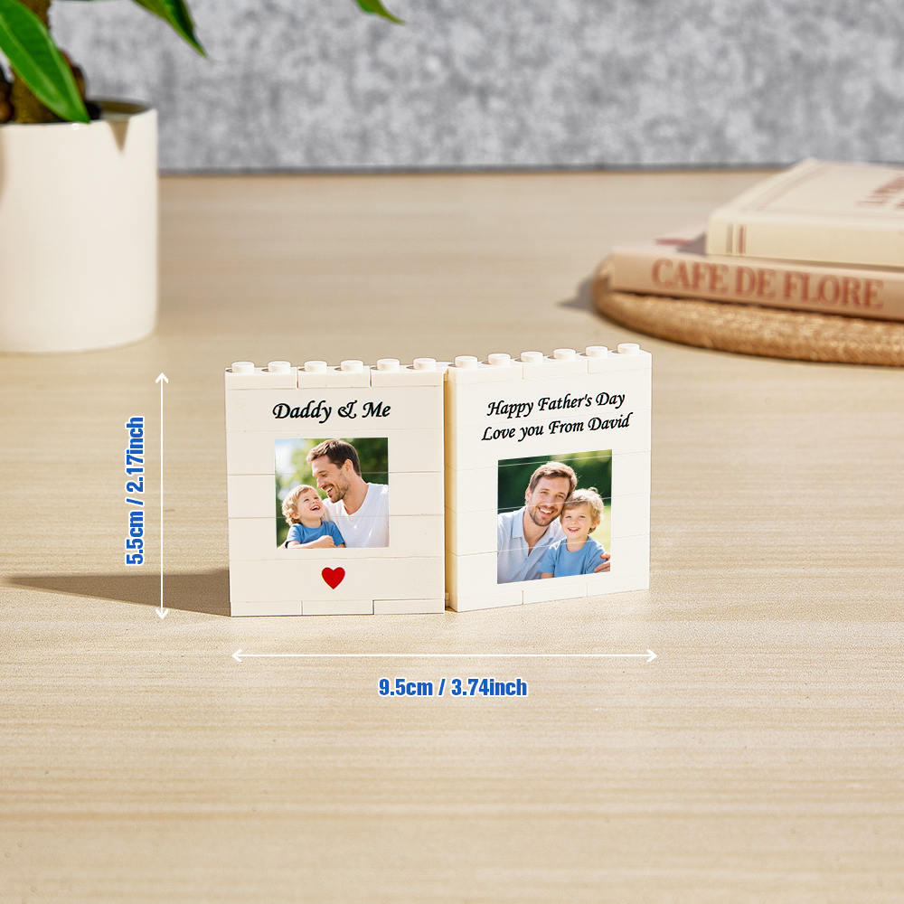 Personalised Fold-Out Daddy & Me Brick Photo Block Gift Mini Photo Album Keepsake Gift for Dad, Puzzle, Him, Dad, Fathers Day, Grandad