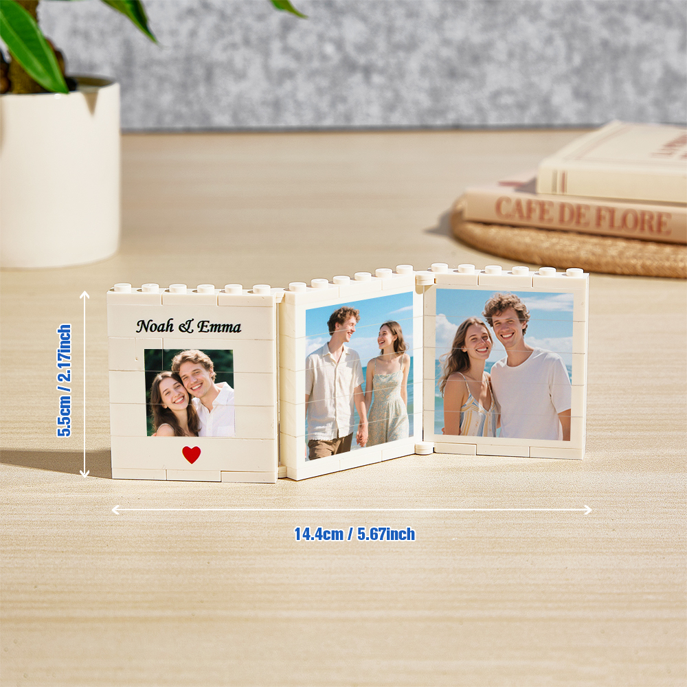 Personalised Fold-Out Daddy & Me Brick Photo Block Gift Mini Photo Album Keepsake Gift for Dad, Puzzle, Him, Dad, Fathers Day, Grandad