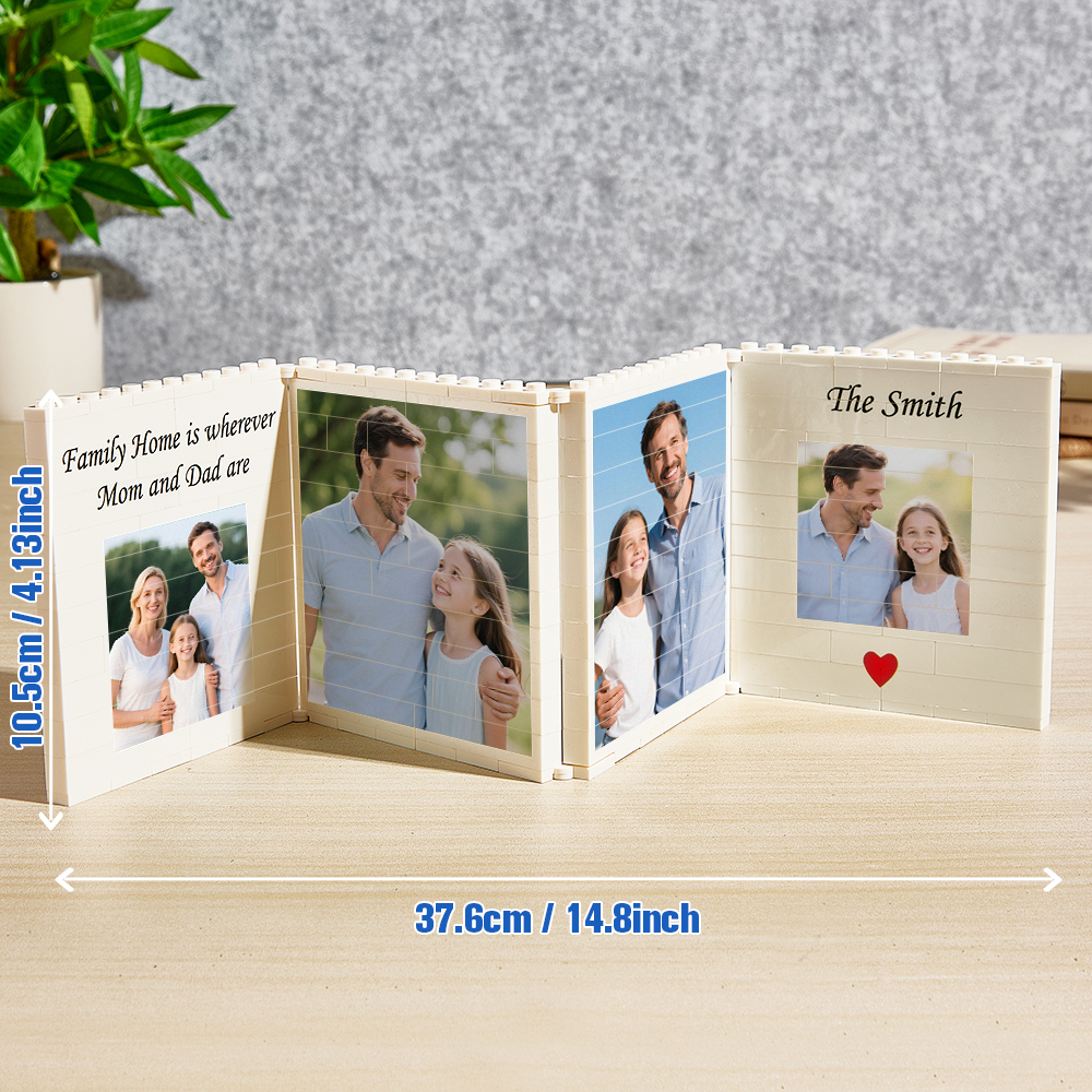 Personalised Fold-Out Daddy & Me Brick Photo Block Gift Mini Photo Album Keepsake Gift for Dad, Puzzle, Him, Dad, Fathers Day, Grandad