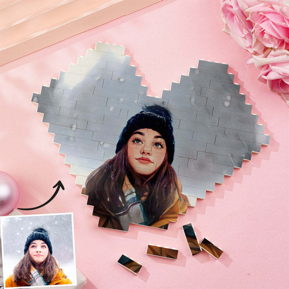 Custom Building Block Puzzle Personalized Cartoon Photo Brick Heart Toy Christmas Gifts - SantaSocks