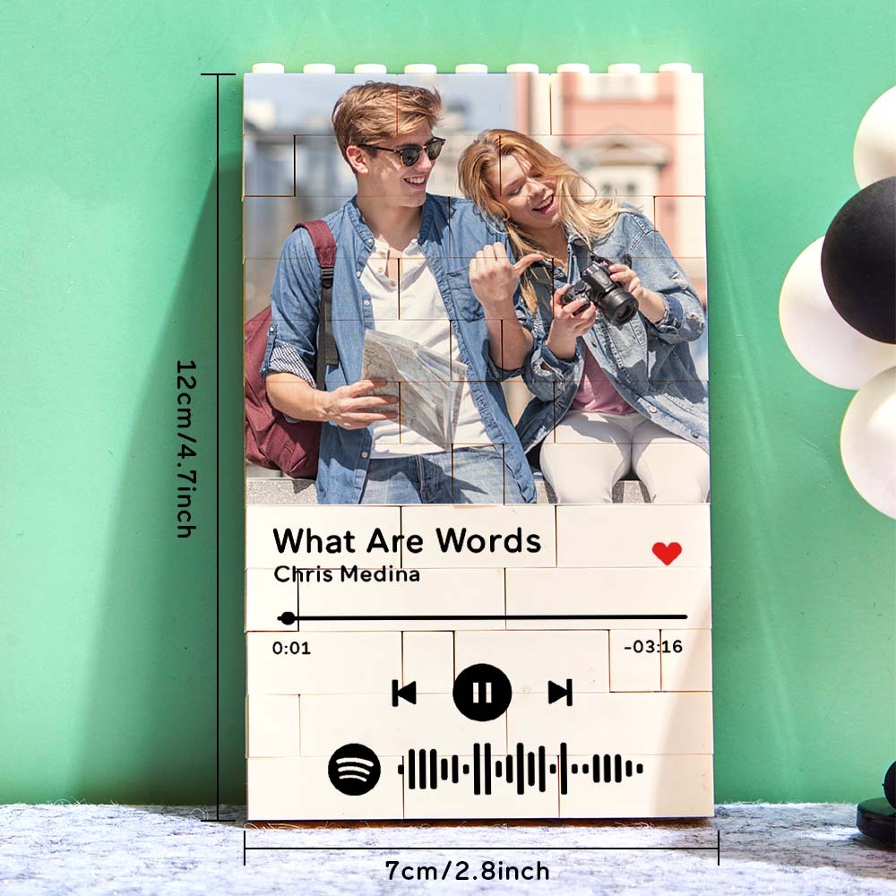 Custom Building Block Puzzle Personalized Vertical Photo Brick Custom Music Code Gifts for Him