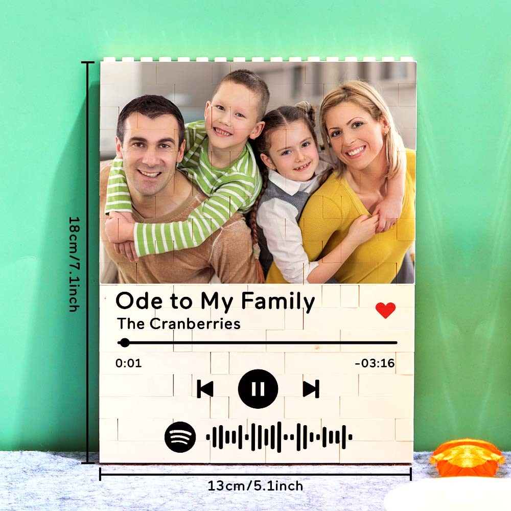Custom Building Block Puzzle Personalized Vertical Photo Brick Custom Music Code Gifts for Him