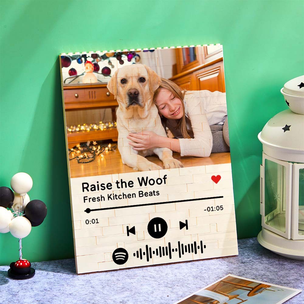 Custom Building Block Puzzle Personalized Vertical Photo Brick Custom Music Code Gifts for Him