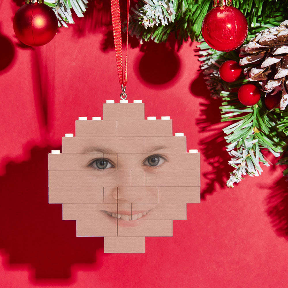Custom Building Block Puzzle Face Building Brick Christmas Ornament - SantaSocks