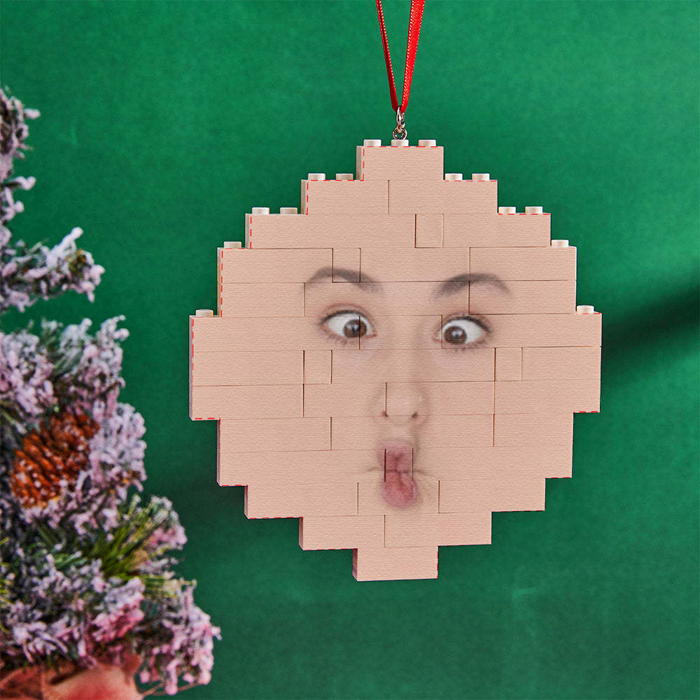 Custom Building Block Puzzle Face Building Brick Christmas Ornament - SantaSocks