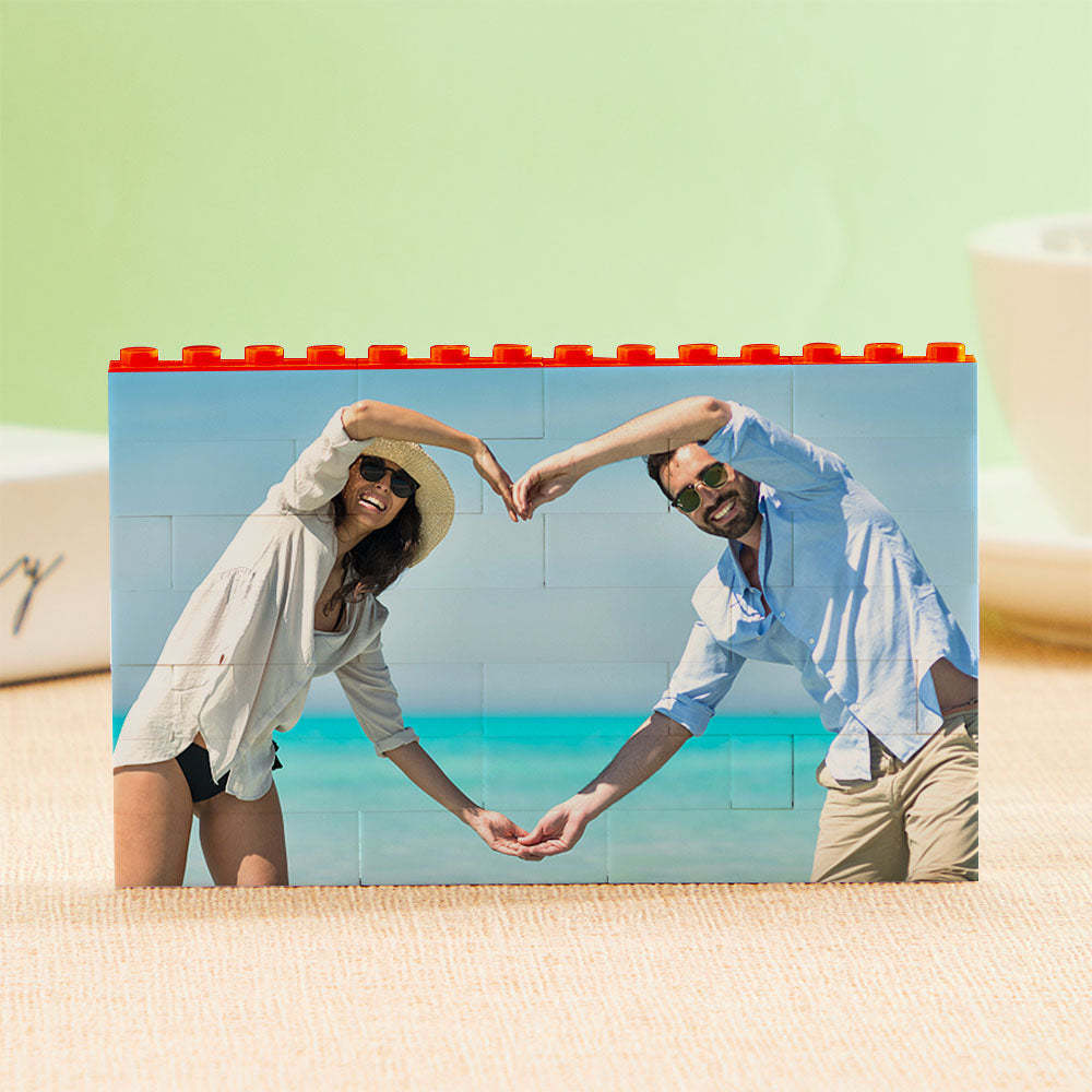 Custom Building Block Puzzle Horizontal Red Photo Building Bricks Christmas Gifts - SantaSocks