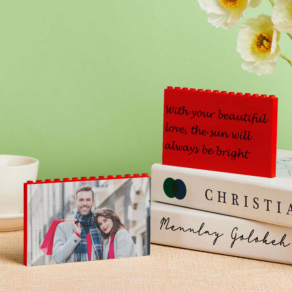 Custom Building Block Puzzle Horizontal Red Photo Building Bricks Christmas Gifts - SantaSocks