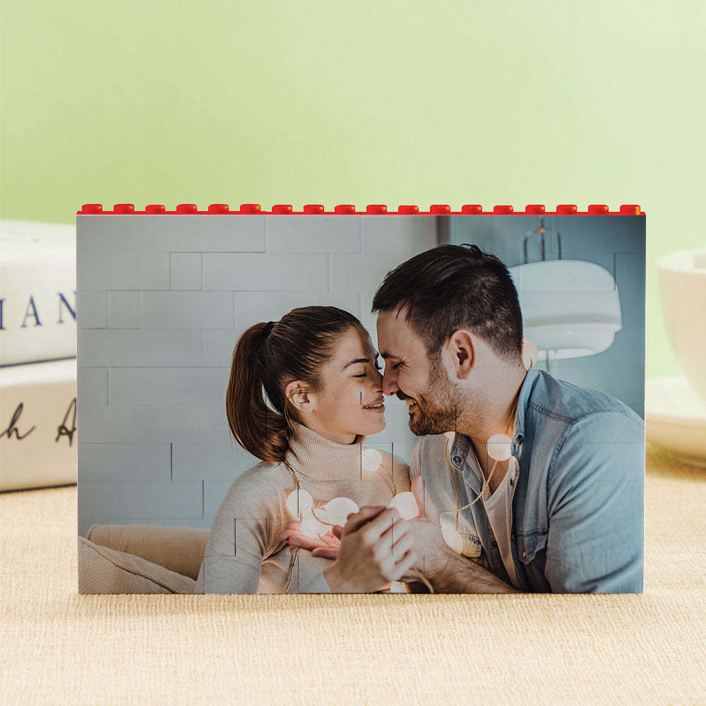 Custom Building Block Puzzle Horizontal Red Photo Building Bricks Christmas Gifts - SantaSocks