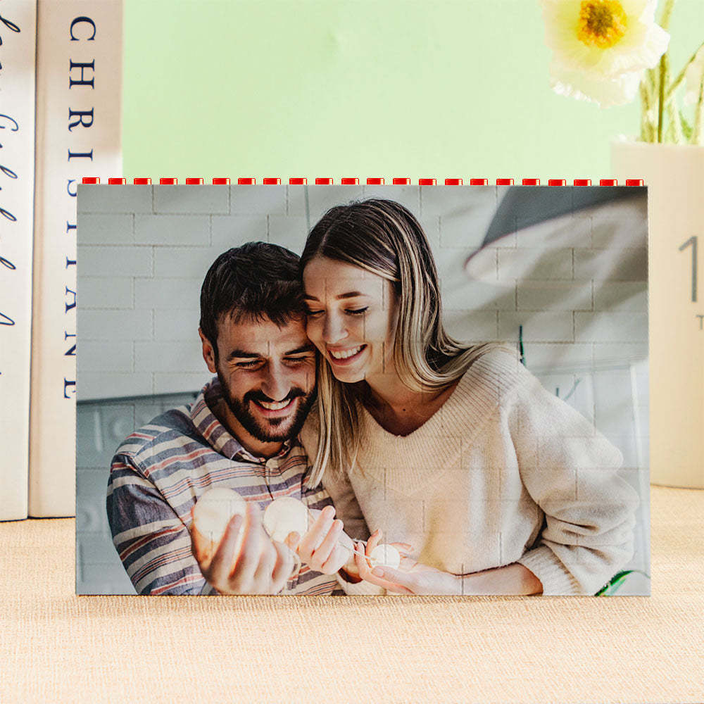 Custom Building Block Puzzle Horizontal Red Photo Building Bricks Christmas Gifts - SantaSocks