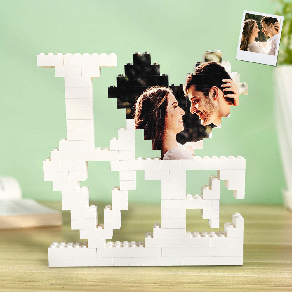 Custom Building Block Puzzle Block Love Photo Brick Puzzles Gifts for Lovers - SantaSocks