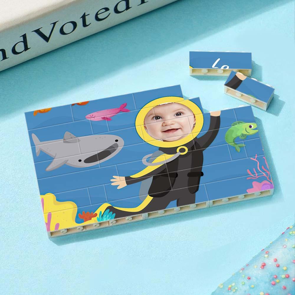 Custom Collage Photo Building Blocks Square Shape Building Bricks Gift for Him