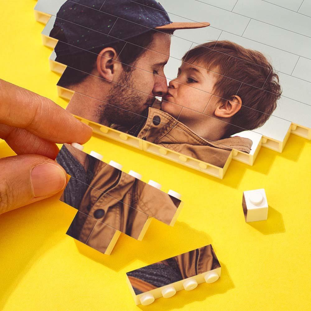 Custom music Code Building Block Puzzle Personalized Photo and Text Brick Heart Shape for Father's Day Gifts - SantaSocks