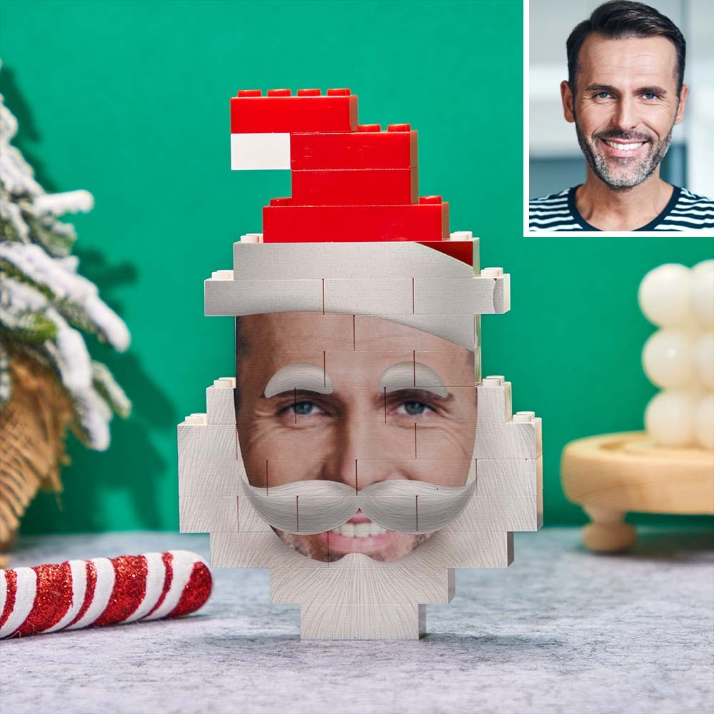 Santa Claus Building Bricks Custom Face Photo Block Christmas Gifts Ornament - SantaSocks
