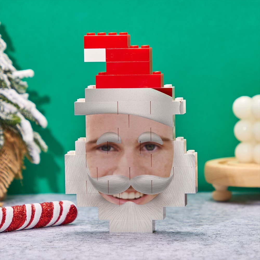 Santa Claus Building Bricks Custom Face Photo Block Christmas Gifts Ornament - SantaSocks