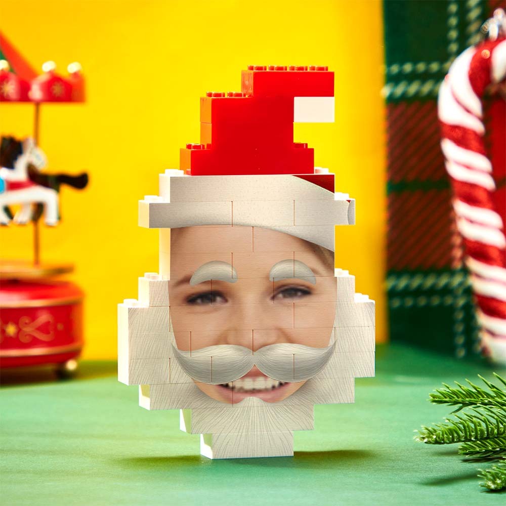 Santa Claus Building Bricks Custom Face Photo Block Christmas Gifts Ornament - SantaSocks