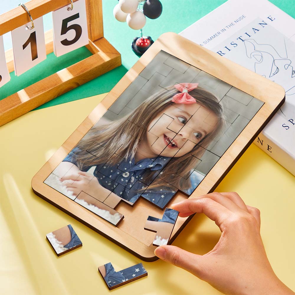 Custom Photo Puzzle Tetris Personalised Wooden Frame Gifts for Kids - SantaSocks