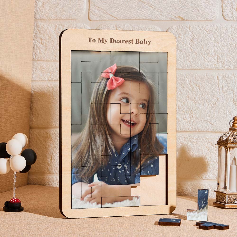 Custom Photo Puzzle Tetris Personalised Wooden Frame Gifts for Kids - SantaSocks