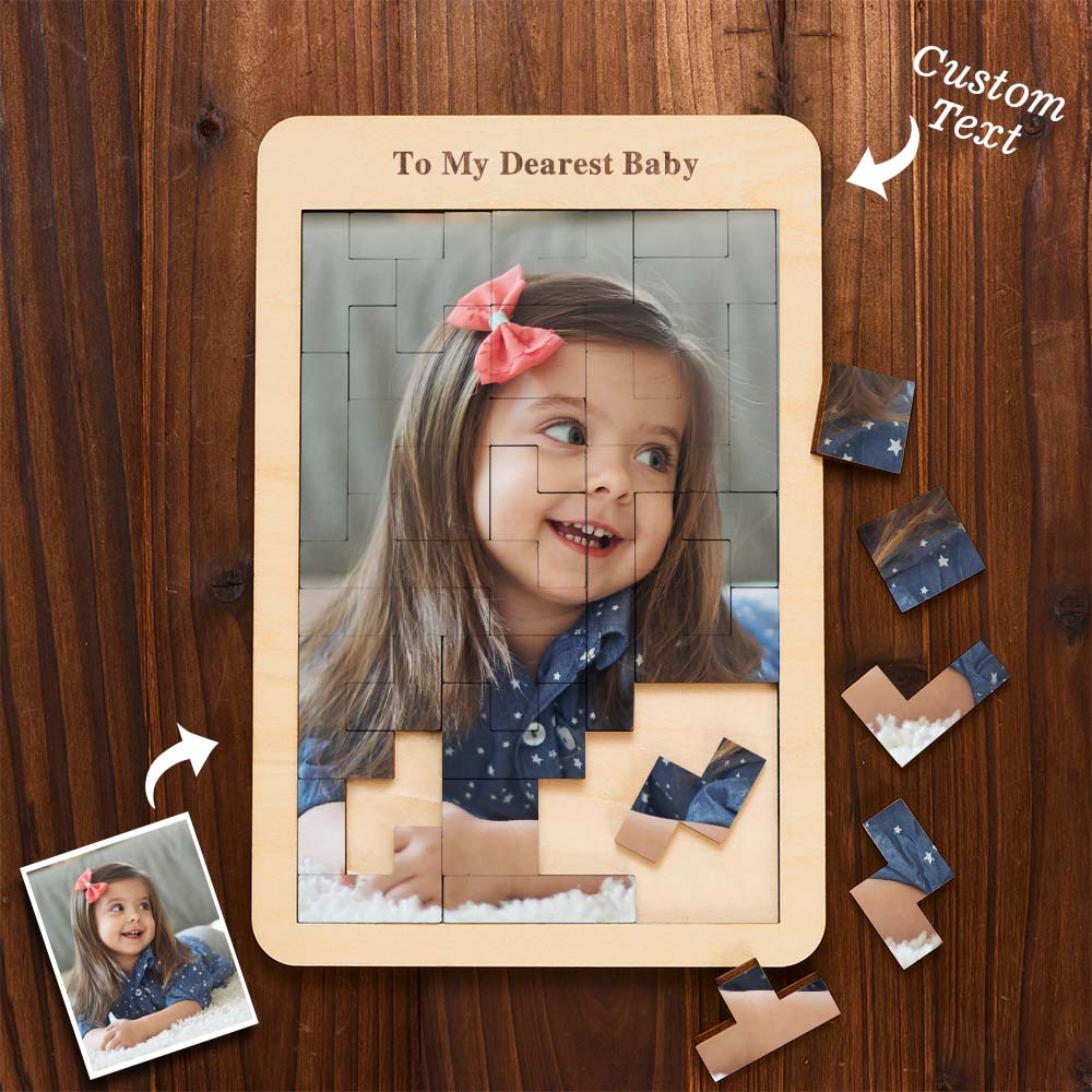 Custom Photo Puzzle Tetris Personalised Wooden Frame Gifts for Kids - SantaSocks