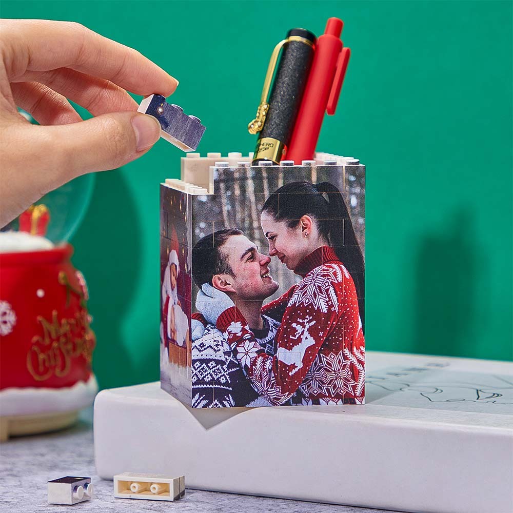 Personalised Photo Building Block Pen Holder Custom Bricks Toy - SantaSocks