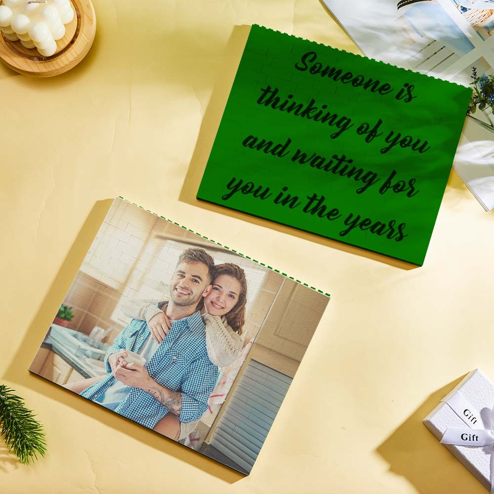 Custom Green Building Block Puzzle Horizontal Photo Bricks for Lover - SantaSocks