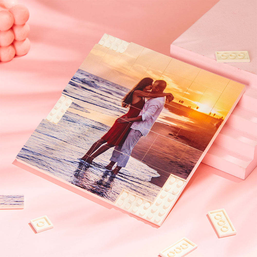 Custom Building Block Puzzle Personalized Photo Brick Gifts for lover - SantaSocks