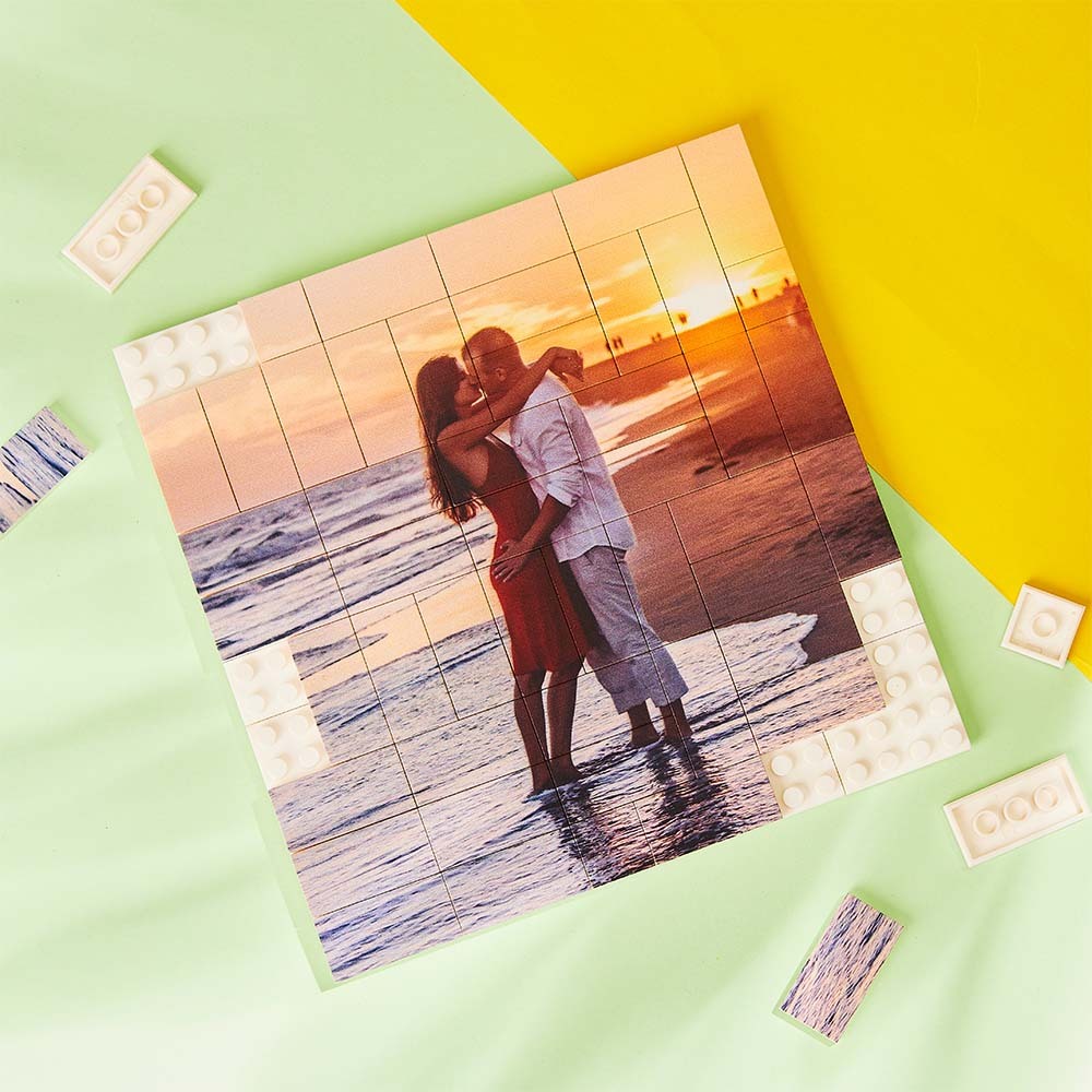 Custom Building Block Puzzle Personalized Photo Brick Gifts for lover - SantaSocks