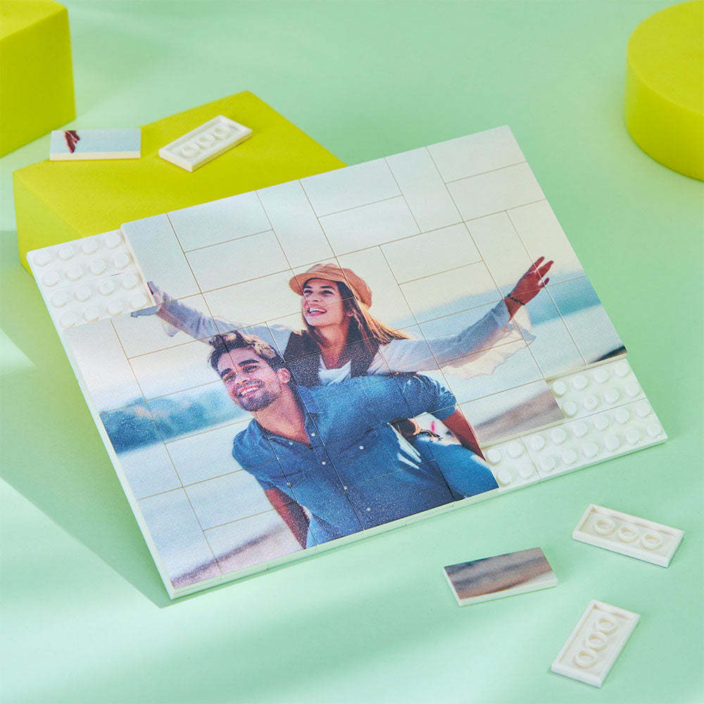 Custom Building Block Puzzle Personalized Photo Brick Gifts for lover - SantaSocks