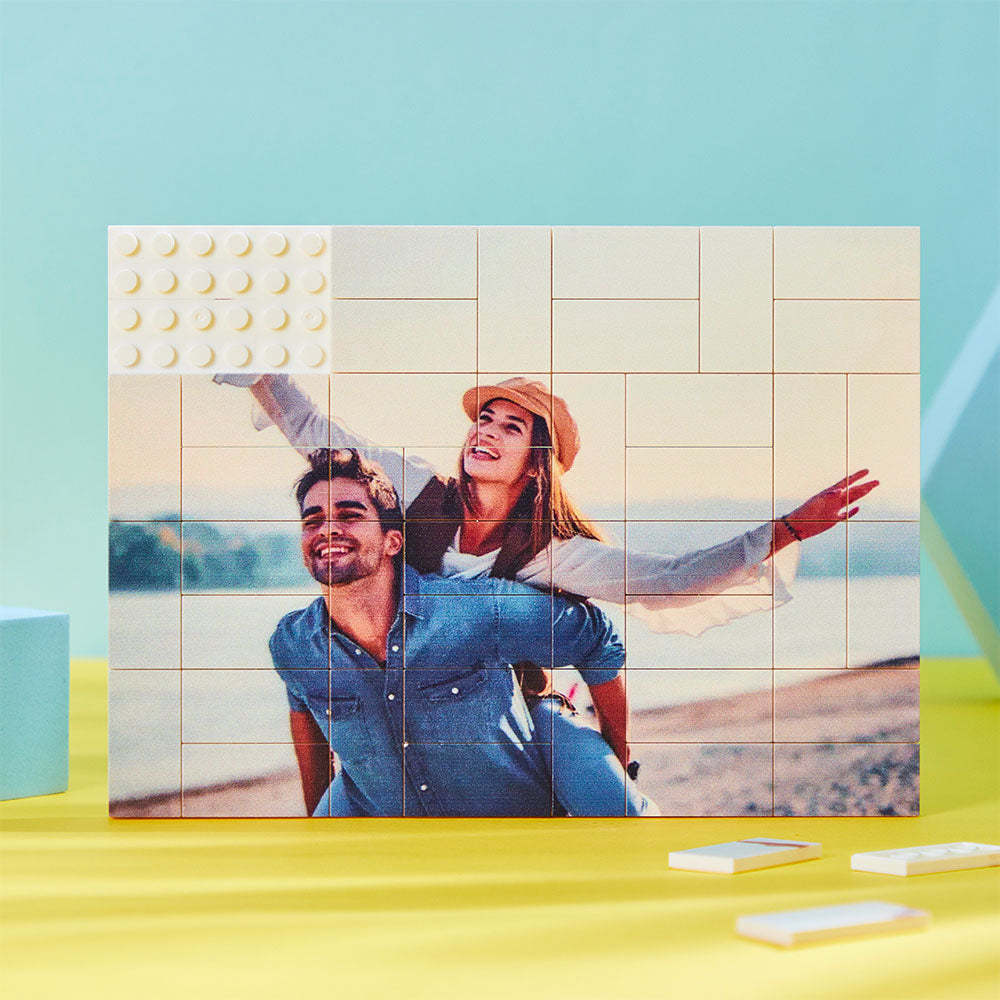 Custom Building Block Puzzle Personalized Photo Brick Gifts for lover - SantaSocks