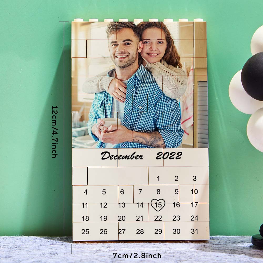 Custom Photo Building Block Puzzle Calendar Important Date Gifts for Him - SantaSocks