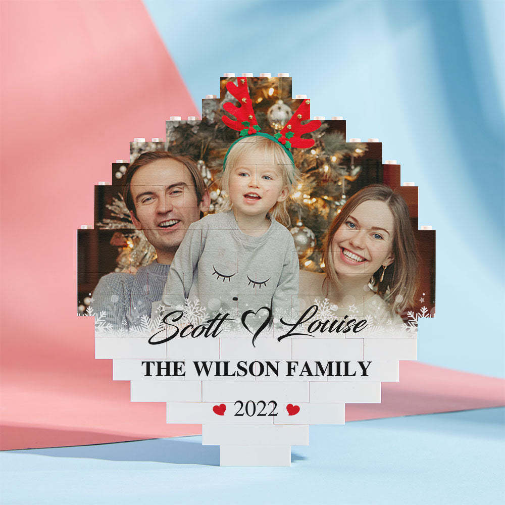 Custom Building Block Puzzle Personalized Photo Brick Names and Year Round Frame - SantaSocks