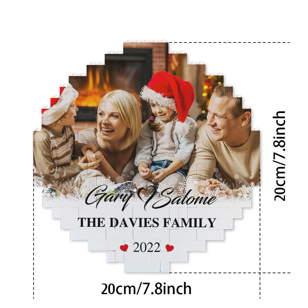 Custom Building Block Puzzle Personalized Photo Brick Names and Year Round Frame - SantaSocks