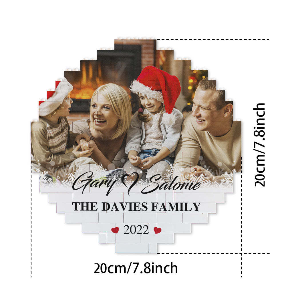 Custom Building Block Puzzle Personalized Photo Brick Names and Year Round Frame - SantaSocks
