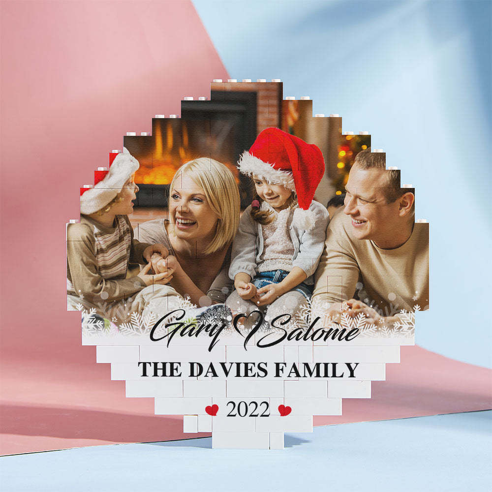 Custom Building Block Puzzle Personalized Photo Brick Names and Year Round Frame - SantaSocks