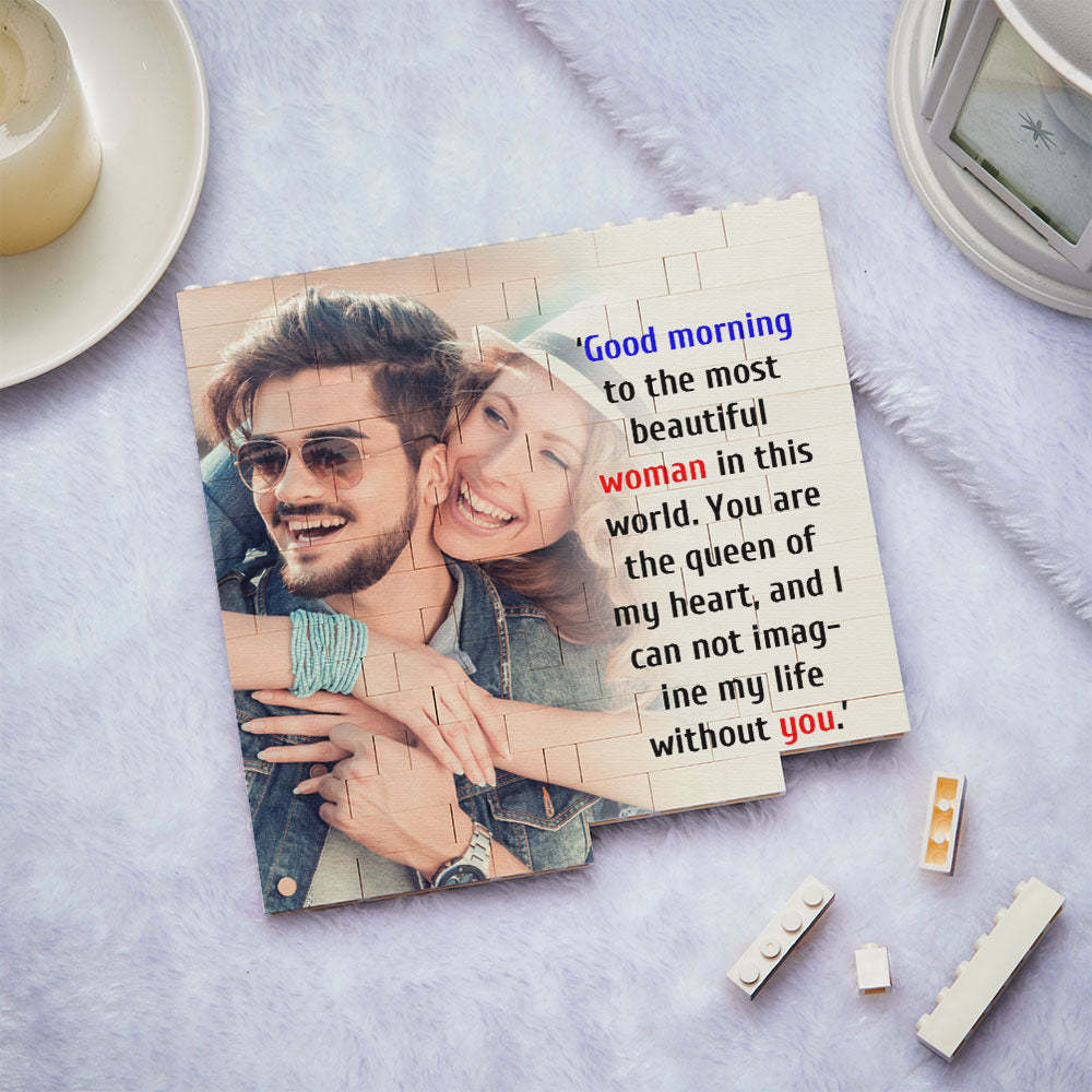 Custom Building Block Puzzle Square Photo Block Frame Gifts for Her - SantaSocks