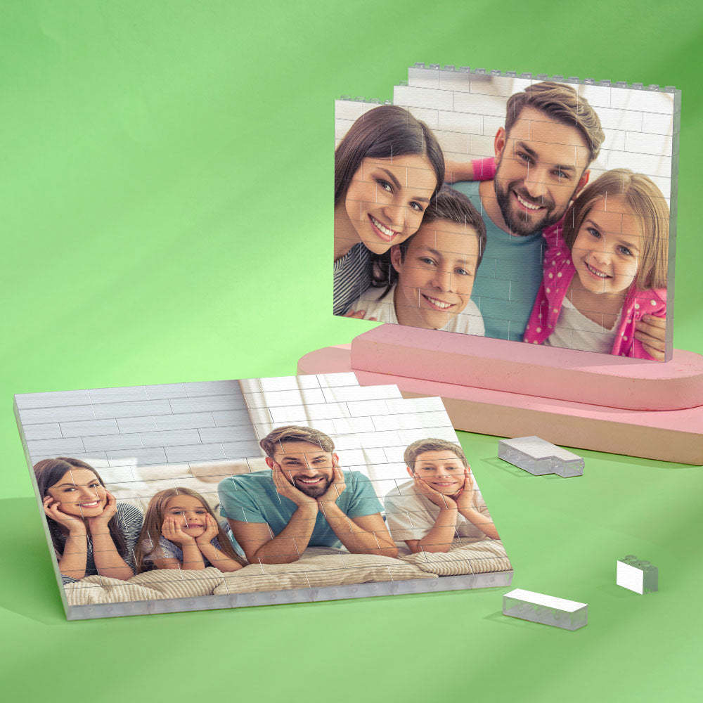 Custom Building Block Puzzle Horizontal Photo Building Transparent Bricks for Lover - SantaSocks