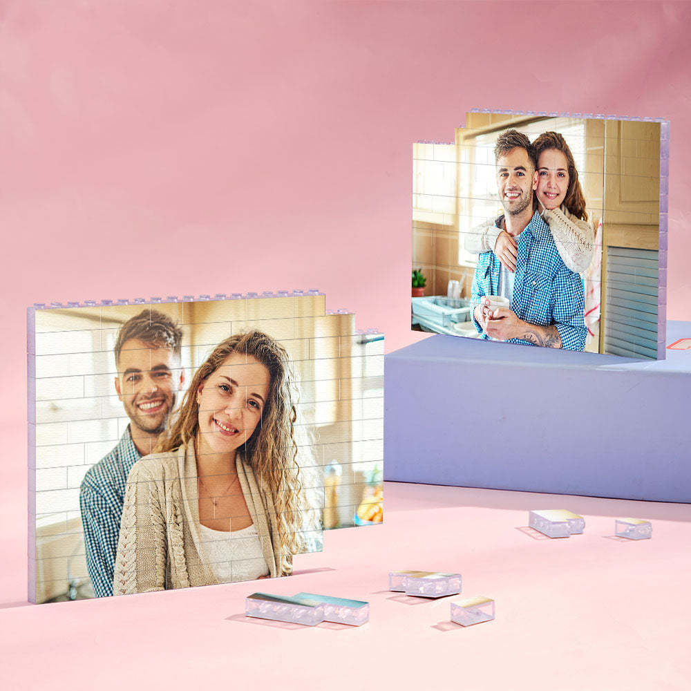 Custom Building Block Puzzle Horizontal Photo Building Transparent Bricks for Lover - SantaSocks