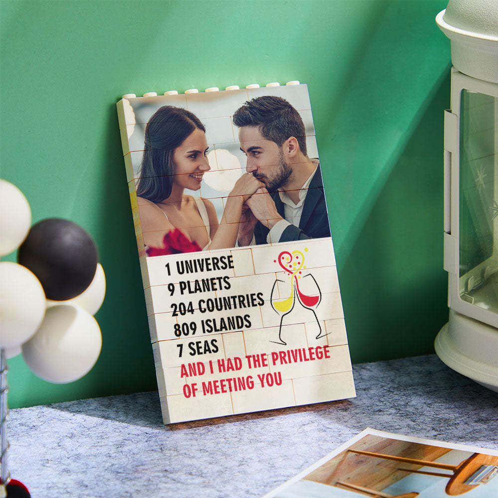 Custom Building Block Puzzle Photo Brick Gifts for Him 1 Universe 9 Planets 204 Countries - SantaSocks