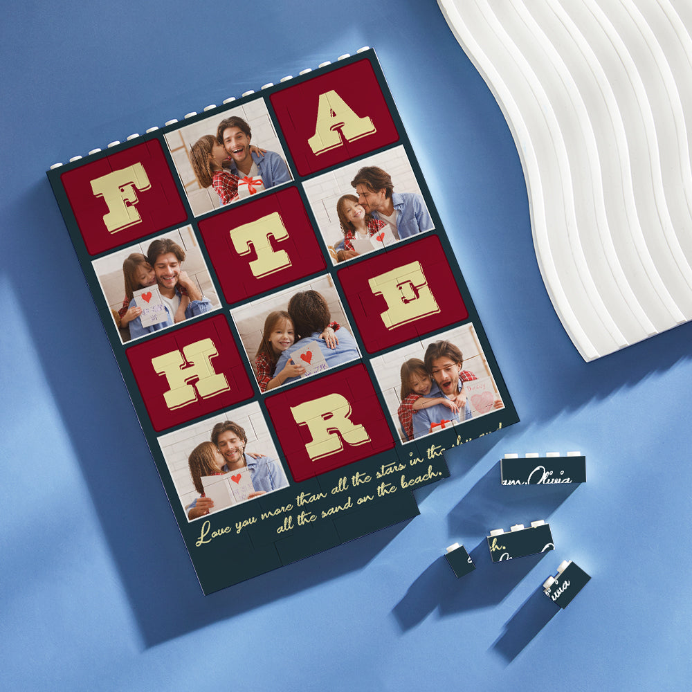 Custom Building Block Puzzle Vertical Building Photo and Text Brick Father's Day Gift