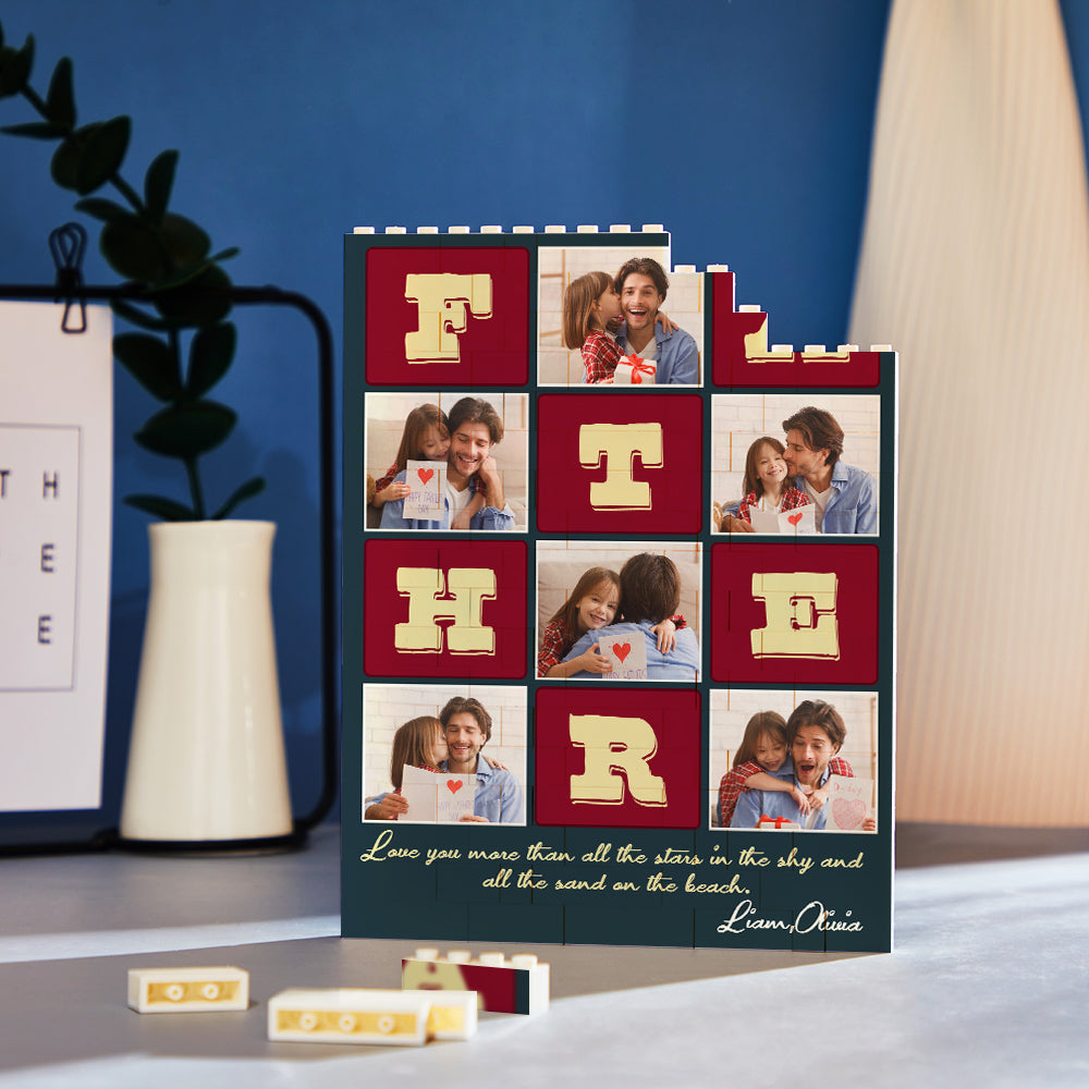 Custom Building Block Puzzle Vertical Building Photo and Text Brick Father's Day Gift